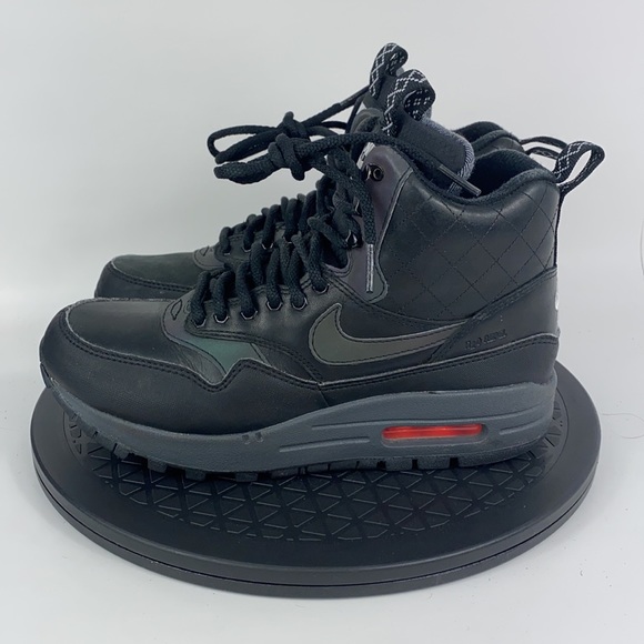 Nike Air Max 1 Mid Sneakerboot Black Water Repel 807307-001 Women’s Size 7 - Picture 2 of 14